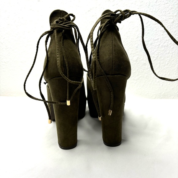 JUSTFAB Olive green platform heels size 8.5 - Picture 4 of 6